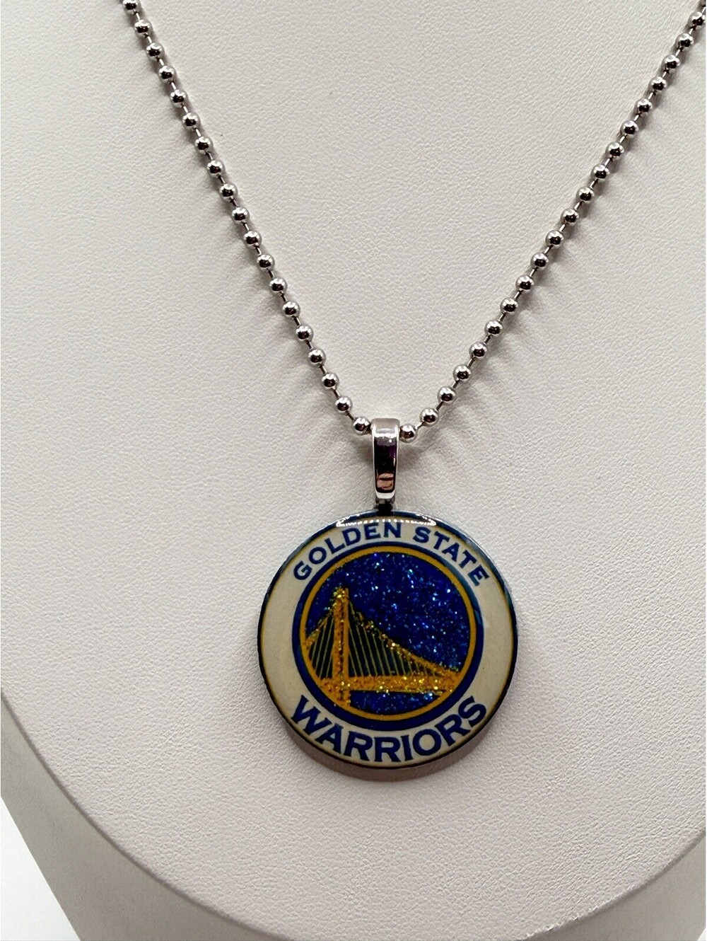NBA GOLDEN STATE WARRIORS 22” Pog Chain Milk Cap Pendant Necklace Dubs Bridge CA
